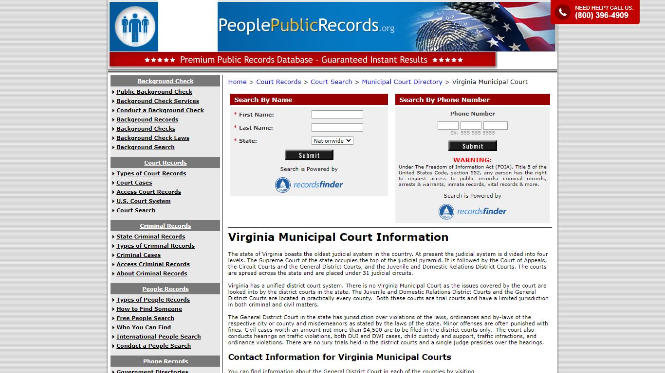 Virginia Municipal Court Information - PeoplePublicRecords.org